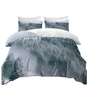 Winter Snowy Mountain Forest Quilt Cover