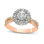 1.63 CT. T.W. Natural Diamond Frame Twist Split Shank Engagement Ring in Solid 14K Two-Tone Gold
