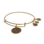 NEW Alex and Ani Initial V Bracelet - Gold Toned Monogram Letter Adjustable Size