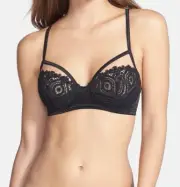 COSABELLA LUSSO Roma Italy Black Crochet Cup Cut Out Harness Bra Womens NWT $150