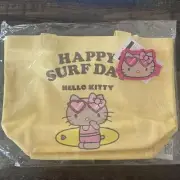 Sanrio Hello Kitty Small Lunch Bag Canvas Tote Sun Tan Brown Gal Surfing New Tag