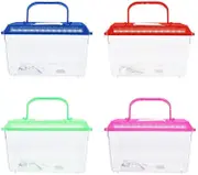 Pet Basic Original Plastic Travel Fish Tank - Green - 22cm x 16cm x 11.5cm with Snap Lock Lid for Easy Feeding Access (Blue)