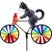 Tuxedo Cat Cardinal Bike Wind Spinner 20"