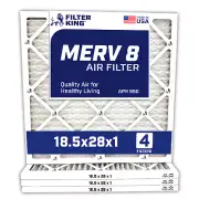 Filter King 18.5x28x1 Air Filter 4-PACK MERV 8 Actual Size 18.5 x 28 x .75"
