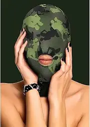 Ouch! Army Theme Full-Head Mask with Mouth Opening, Green