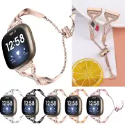 For Fitbit Versa 3/Sense Rhinestones Stainless Steel Wrist Watch Band Strap