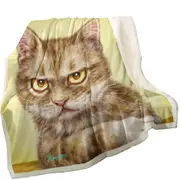 Cool Cats Art Serious Kitten Throw Blanket