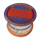 eGharonda Cane Wood Garden/ Home/ Bar/ Restaurant Stool/ Muddi Red & Blue Design