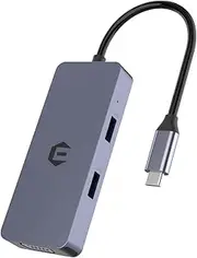 USB C Hub, TOTU 6 in 1 USB C to HDMI VGA Dual Display USB C Adapter with SD/TF Card Reader, 2 USB A, USB C Docking for USB C Laptops and Other Type C Devices