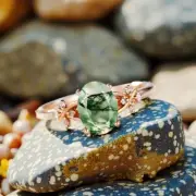 1.5Ct Oval Natural Moss Agate Engagement Ring Nature Inspired Agate Promise Ring