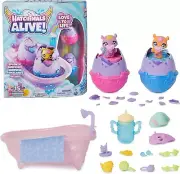 Hatchimals Alive Splash Playset 15 Accessories Bathtub 2 Color Change Mini Figur