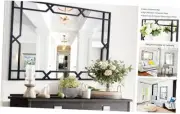 Black Mirror for Wall, 24'' x 36'' Large Decorative Mirror with Metal Pipe