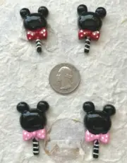10 pcs x 1.5" Resin Mickey Minnie Mouse w/Polka Dot Bow Flatbacks/Embellishments