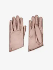 AIX ARMANI EXCHANGE METALLIC, FAUX LEATHER GLOVES,Rose Gold, Size XS/S