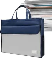 [Générique] File Business Briefcase, File Storage Tote, Lightweight File Tote, Files Pouch Storage, Lightweight A3 Files Pouch Storage Tote Bag with Handle for Notebooks, Pens, and Magazines, Sapphire,