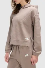 Peloton Waffle Snap Pull Over Hoodie in Taupe Grey at Nordstrom, Size Medium