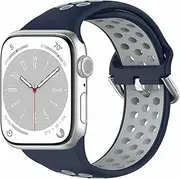 Pailebi Compatible with Apple Watch Series 3/5 38mm 40mm 41mm 42mm 44mm 45mm 49mm, Soft Silicone Sport Replacement Strap for iWatch SE Series Ultra 8 7 6 5 4 3 2 1 (42MM/44MM/45MM/49MM, Blue/Gray)