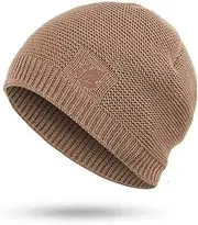 [YUN MENG] Knit Hat Maple Leaf Pattern Unisex Any Size Head Comfortably (Color : Khaki, Size : 55-60cm)
