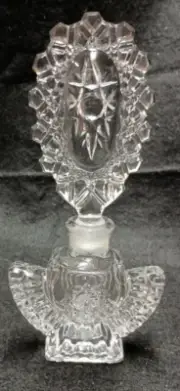 Vintage Art Deco Glass Perfume Bottle with Elaborate Stopper