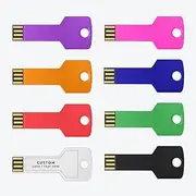 Custom USB Flash Drive, 100 Pack Personalized Key Shaped Pen Drive USB 2.0 Memory Stick Thumb Drive, Ideal for Corporate Gifts, Business Events and Promotional Giveaways (64 GB,Without Box)
