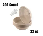 400 Ct. - Round Disposable Bowls with Lids and Cutlery 32 oz.