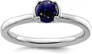 [JewelryWeb] 2.5mm 925 Sterling Silver Prong set Stackable Polished Blue Lapis Ring-Stackable-Ring for Women