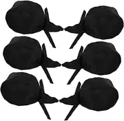 [TEMPNAP] 6pcs Japanese Hat with Tails Unisex Quick-Dry Kitchen Cooking Cap for Waitstaff and Chefs Fashionable Chef Cap for Restaurants Black