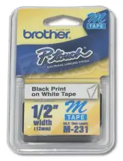 Brother M231 P-touch Label Tape 1/2" Black on White BRAND NEW