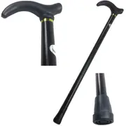 Metal WALKING STICK Travel Extendable Pole Compact Adjustable Lightweight - Black