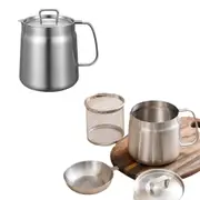 2L Stainless Steel Oil Strainer Pot Container Jug Storage Can with Filter Mini Fryer