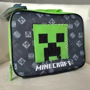 Minecraft Creeper Front Print Insulated Lunch Bag Green Black New