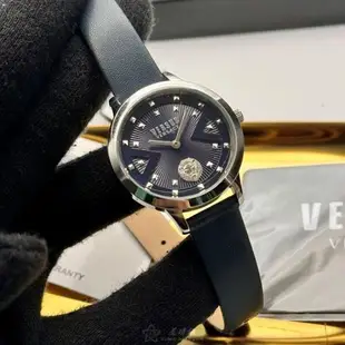 VERSUS VERSACE手錶, 女錶 34mm 銀圓形精鋼錶殼 黑色中二針顯示, V元素錶面款 VV00386