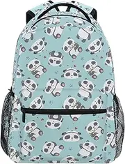 [GAIGEO] Cute Puppy Dogs White School Backpack, 15L Name Tag Backpack for Teens, Durable Comfy Straps, Multi Pocket, S