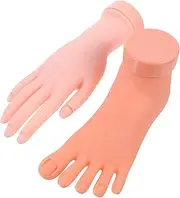 Beaupretty 2pcs Fake Left Hand and Foot Nail Art Practice Model Realistic Flexible Training Tools for Manicure and Pedicure for Nail Design Practice