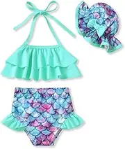 [Aalizzwell] Toddler Baby Girls Swimsuit with Hat
