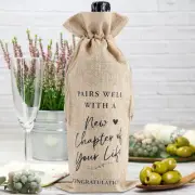 10Pcs Going Away Wine Bag with Drawstring Linen Farewell Wine Bag New jeSDL