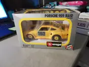 BBURAGO 1:24 PORSCHE 959 RAID COD. 0121 YELLOW IN BOX DIECAST