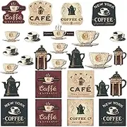RoomMates RMK1254SCS Coffee House Peel and Stick Wall Decals 10 inch x 18 inch