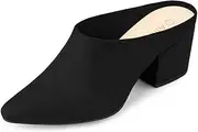 [Allegra K] Women's Pointed Toe Slip on Block Heel Slide Mules