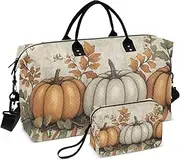 [YXYZRMY] Autumn Pumpkin Harvest Travel Duffel Bag Gym Bag Sports Tote Bag with Multiple Interior Pockets Shoulder Weekender Bag for Women Men with Toiletry Bag 20.5”x 7.9”x 13.8”, Multi-Colored, one