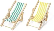 Odoria 1/12 Scale Dolls House Miniature Beach Chair 2Pcs Dollhouse Accessories, Yellow and Green