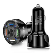Universal 35W 7A QC3.0 4USB Ports Fast Charging Car Charger With LED Light 12-24V Cigarette Lighter Adapter (Black)
