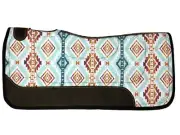 Nylon Printed Top Contoured Felt Bottom Saddle Pad - Aqua Aztec