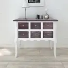 Console Cabinet 6 Drawers Brown and White Wood Sideboard Organiser vidaXL