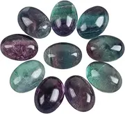 Loveliome 18x13mm Oval Cabochons Flatback Crystal Stone Gemstones Beads for Jewelry Making DIY Pack of 10, Fluorite