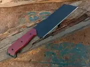 "Hand-Forged Black Powder Coated Full Tang Seax Knife - Sharp Edge for Outdoor