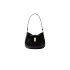 Prada Cleo Brushed Leather Shoulder Bag with Clasp Closure Black