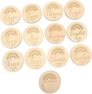TOYANDONA Baby Monthly Milestone Photo Props 13pcs Wooden Milestone Discs Wood Home Decor Baby