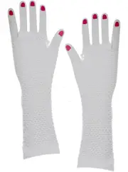 Long Elbow Length White Fishnet Costume Gloves