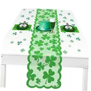St Patrick's Day Table Runner, Green Lucky Shamrock Lace Table Lucky Clover